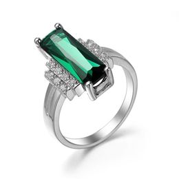 Luckyshine 3piece lot Christmas 925 sterling silver of colors square Green quartz crystal Ring for lady294H