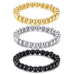 N008 fashion gifts stainless steel handmade ball beaded link chain bracelet silver gold black choose 8 26''274Z