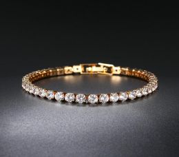 Zircon tennis bracelet single row 4mm round full diamond gold chain crossborder hip hop jewelry2147394