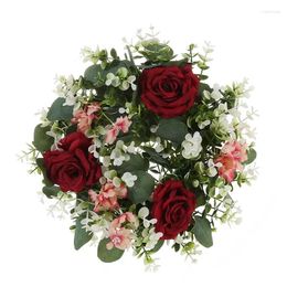 Decorative Flowers DIA 40CM Artificial Wreath Christmas Lintel Eucalyptus Rose Wedding Supplies Decoration Home