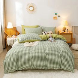 Bedding sets Duvet Sets Full Green Lattice Luxury Sheets Single Ins Wind Copper Simple King Size Set Bed Linen 231214