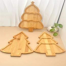 Dishes Plates 1pc Christmas wooden plates party creative dessert solid wood fruit snacks kitchen supplies 231213