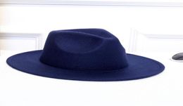 ISHOWTIENDA Wool Women039s Hats Classical Gentleman Wide Brim Felt Wool Fedora Hats For Floppy Cloche Top jazz Cap5457962