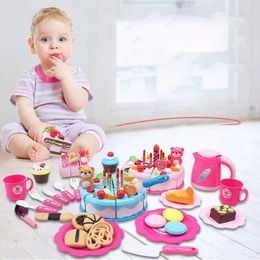 Kitchens Play Food Kids Educational Toys Simulation DIY Birthday Cake Model Kitchen Pretend Cutting Fruit for Toddler Children 231213