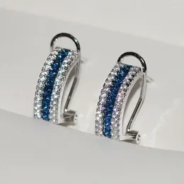 Stud Earrings Elegant And Plating Platinum Sapphire Zircon Copper Silver Plated