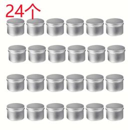 24 Pack Round Metal Tins Box Candle Tin Black Aluminium Jar Storage Empty Pot Plain Cream Cosmetic Container298F