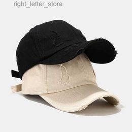 Ball Caps 2021 New Worn Out Washed Baseball Cap Men And Women Style Korean Casual Retro Sunshade Hat Worn Out Hole Cap YQ231214