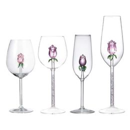 Rose Wine Glasses Mugs with Rose Inside Wine Glass Great for Week Gifts for Birthday Wedding Party Christmas Celebration 35ED X070343n