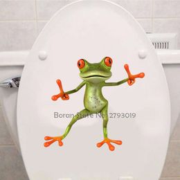 3d Funny Frog Toilet Sticker Fashion Modern Wall Sticker Modern Green Frog Wall Stickers Girls Vinyl Toilet Sticker Home Decor