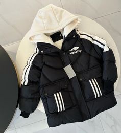 winter kids designer puffer jacket boy girls hooded stripes cotton fleece jackets children coat B2016