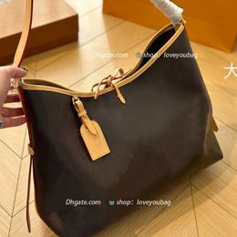 CarryAll MM PM All Shoulder Bag Khaki color Hobo Empreinte Leather 2023SS Shopping Bag with zipped pouch Women Designer Leather Carry All CrossBody