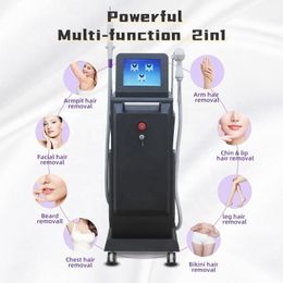 Hot Sale Big Spot Size Pain-free Diode Laser 810 Hair Remove 2 in 1 Q Switch Nd Yag Eyebrows Tattoo Wash Melanin Inhibiting CE Device for Beauty