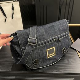 Stylish Womens Denim Shoulder Bag 31cm Classic Embroidered Luxury Handbag Adjustable Shoulder Crossbody Bag Travel Airport Bag Shopping Bags Casual Bags Sacoche