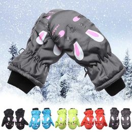 Ski Gloves Kids Winter Ski Gloves Cartoon Rabbit Warm Mittens Non-slip Waterproof Windproof Outdoor Sports Cycling Gloves For Boys GirlsL23118