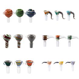 Chinafairprice Smoking Pipe Glass Bongs Bowls Big Handle Sticker 14mm Male Female Heady Color Tobacco Dome Bowl Dabber Tool Dab Rig Bubbler Pipes