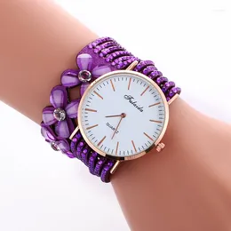 Wristwatches 100pcs/lot Four Flowers Full Crystal Leather Watch Wrap Quartz Around Elegance Wholesale Gold Case Hour