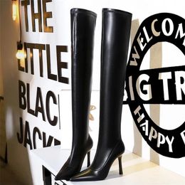 Сапоги Bigtree Shoes Sexy Of-Coleer Boots Кожаные туфли длинные ботинки шпильки высокие сапоги на каблуках зимние туфли заостренные женские ботинки 2024 231213