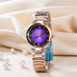 Popular Fashion Women Girl Crystal style Metal steel band quartz wrist watch Di042193