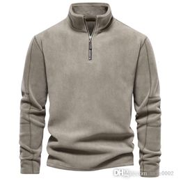 Autumn And Winter New Mens Polar Fleece Sweater Designer Stand Neck Half Zip Long Sleeve European Size Fashion Versatile Mens Top