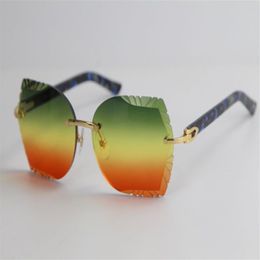 Rimless White Plank Sunglasses High quality New fashion vintage glasses outdoors driving glasses engraving lens3162