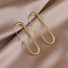 Hoop Earrings Long Geometric Rectangle Stud Earring Metal Stainless Steel 18 K Gold Plated Simple For Women Jewellery