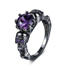 Wedding Rings Vintage Punk Skull Gothic Ring Mens Halloween Gothic Black Gold Ring Accessories Wholesale Fashion Jewellery R523 231213