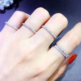 Genuine 18K white gold pave Diamond Ring Fine Jewellery Simple Round Thin Rings for Women Element Ring gift 2106232683