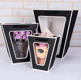 Kraft Paper Bags Flower Box with Handle Waterproof Bouquet Florist Gift Packing Box Valentine039s Day Rose Boxes Party Decorati1509566