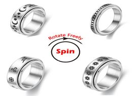 Spinner Anxiety Rings For Women Rotate Freely Anti Stress Accessories Jewelry New Trend Pattern Stainless Steel Jewellry4822400