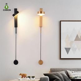 Indoor Wall Lamps Rotation Dimming Switch LED Sconce Light Modern Interior Loft Stair Aisle Bedside Lighting Lamp2923