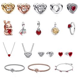 with box designer Charm necklace earring Bracelets ring for women DIY fit Pandoras s925 sterling silver Rabbit Lucky Talisman Series christmas gift Jewellery Set