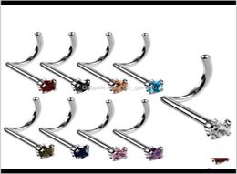 Jewelry Colorful Zircon Ring Stainless Steel Studs Hooks Bar Pin Nose Rings Body Piercing Jewellery Ubsgr4637470