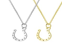 20PSC Gold Silver Horseshoe Necklace Women JewelryHorse Hoof Pendant Necklaces Lobster Clasp Chain Necklaces1006479