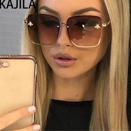 Oversized Square Bee Sunglasses Women Brand Metal Frame Gradient Sun Glasses Shade For WomanUV400 1843190t