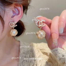 Earrings For Women Needle French Set Diamond Pearl Letter Small Ball Unique Fashion High Sense Earrings