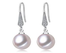 89mm White Pink Purple 100 Natural Freshwater Pearl Drop Earrings 925 Silver Zircon Jewellery for Women9218517