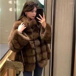 Women's Fur Faux Mink Coat For Women Winter Loose Vintage Thick Clothes Luxury Artificial Jacket Plush Overcoat