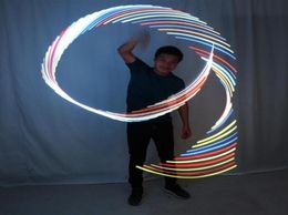 LED Rhythmic Gymnastics Ribbon Colorful Luminous Gym Ribbons Dance Rgb Glow Poi For Belly Hand Props1247995