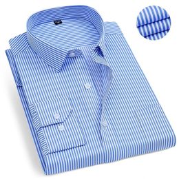 Men's Dress Shirts Stripe Plaid Shirt Male Social Formal Work Pure Colour Casual Long Sleeve Men Slim Fit White Business 231213
