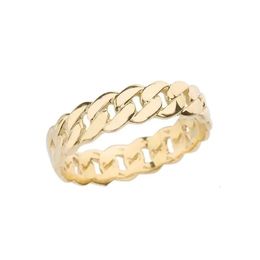 Wedding Rings 925 Sterling silver Jewellery wholesale size 5 6 7 8 9 Gold Colour plain curb cuban link chain ring 231214
