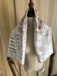 Scarves arrival fashion elegant white 100% silk scarf 90*90 cm square shawl twill wrap for women lady girl 231213