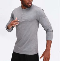 lu Men Yoga Outfit Sports Long Sleeve T-shirt Mens Sport Style Collar button Shirt Training Fitness Clothes Elastic Quick Dry Wear Breathable and casual6789