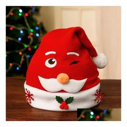 Beanie/Skull Caps Beanie/Skl Christmas Decorations 2021 Adts Children Hats Santa Novelty Funny Party Hat With Cartoon Design Holiday Otkza