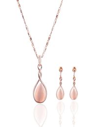 Opal 2 Piece Set Wedding Necklace and Earrings Bridal Jewelry Set Bride and Bridesmaid Gift 12pcs2166909