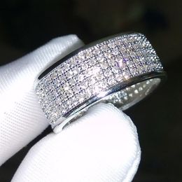 250Pcs Jewellery Diamonique simulated diamond white full topaz 10KT White Gold Filled Diamond CZ women Wedding band Finger Ring gift233z