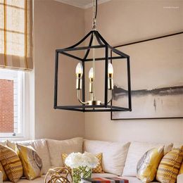 Chandeliers American Farmhouse Chandelier 3-Light Vintage Pendant Lights Hanging Light Fixture For Dining Room Simple Wrought Iron Retro E12