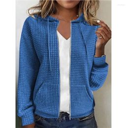 Women's Hoodies ZARSAFLY Blue Hooded Sweatshirt Women Spring Autumn Loose Long Sleeve Zip Cardigan Jacket 6 Colours