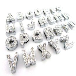 CHEAP 260Pcs Lot DIY Slide Letters With Rhinestone Charms For 10mm 8MM Pet Dog Collars 271g