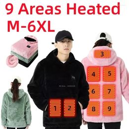Hunting Jackets USB Hiking Vests 9 Heating Areas Hoodies Sweater Winter Electric Heated Waistcoat For Sports Oversized M-6XL