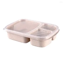 Take Out Containers Lunch Box Reusable 3-Compartment Plastic Divided Food Storage Container Boxes